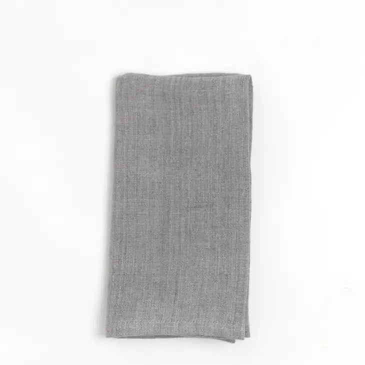 Stone Washed Linen Hemmed Dinner Napkin- Oyster