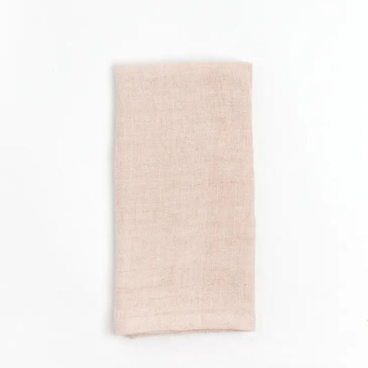 Stone Washed Linen Hemmed Dinner Napkin-Blush