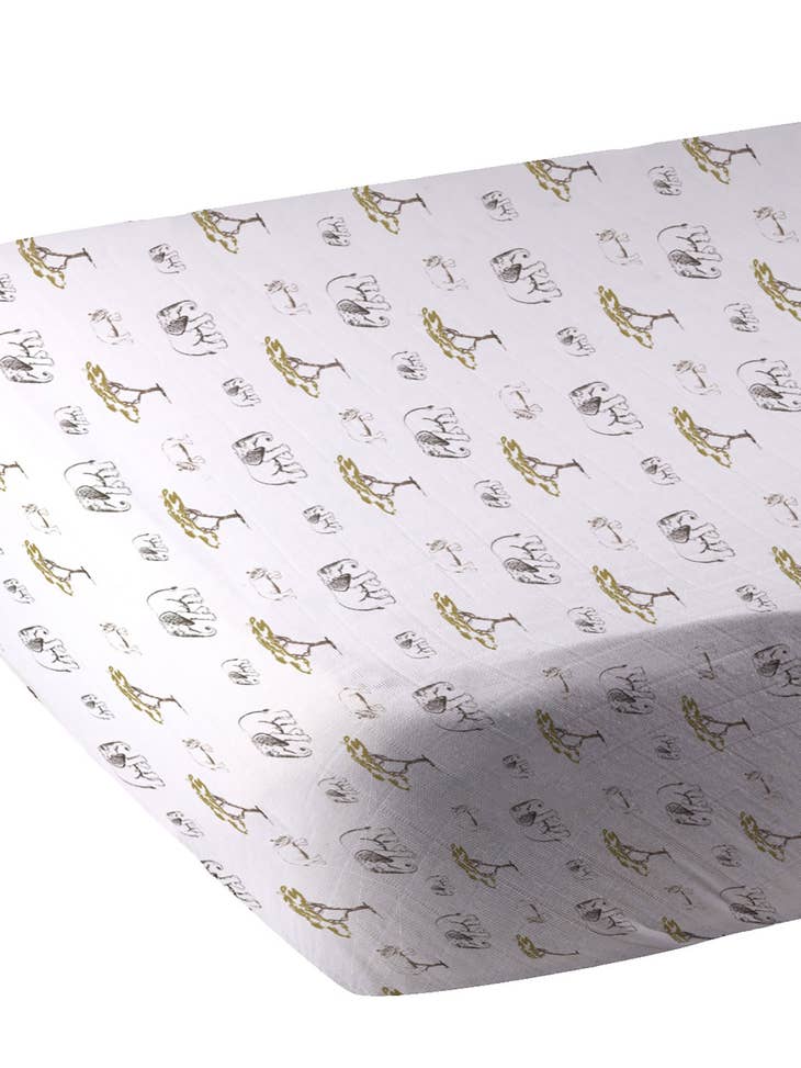 Rhinos and Elephants Crib Sheet