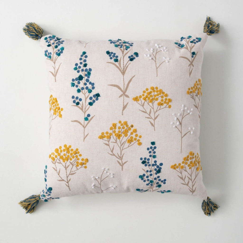 Embroidered Botanical Pillow