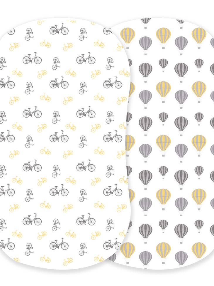 Vintage Bicycles and Hot Air Balloon Changing Pad/Bassinet Sheets